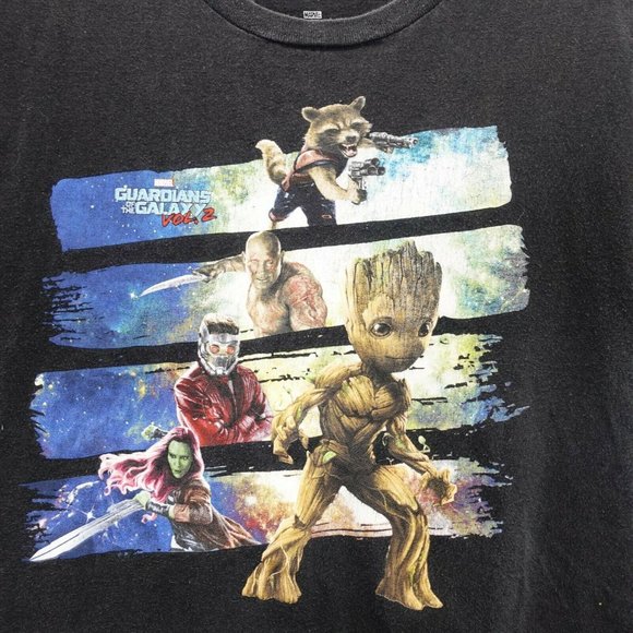 MARVEL Boy Cotton Black Tee T-Shirt LARGE Guardians of the Galaxy Vol 2 Stretch‎ - Picture 4 of 11